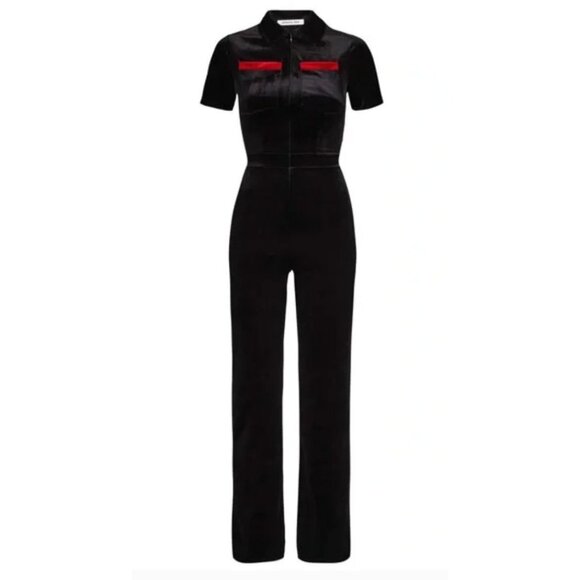 NWT Peachy Den Kernel Velvet Jumpsuit Black-sz Medium - Picture 1 of 11